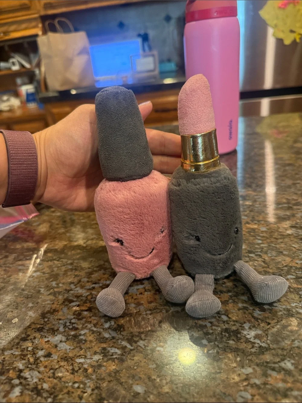 Jellycat Plush Lipstick Pair in Pink and Gray